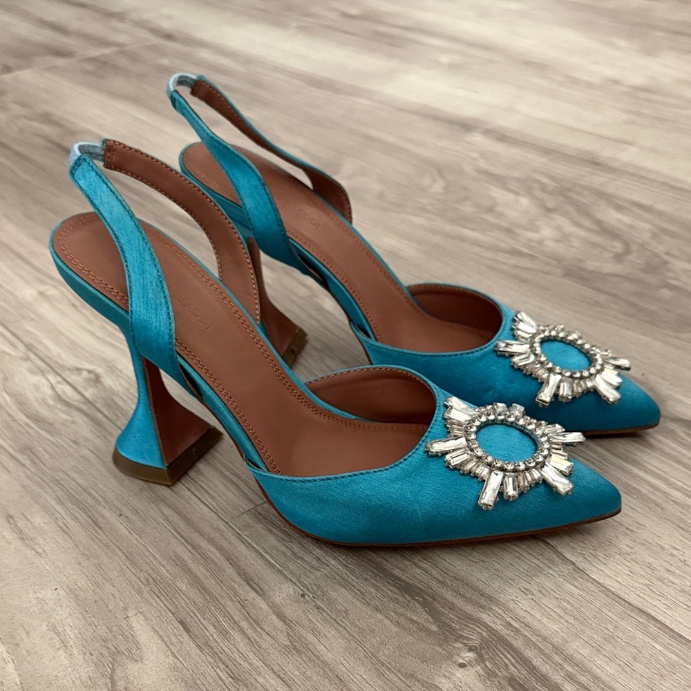 Elegant Blue Slingback Heels with Embellishments